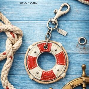 Coach Life Preserver Leather Nautical Keychain Bag Charm